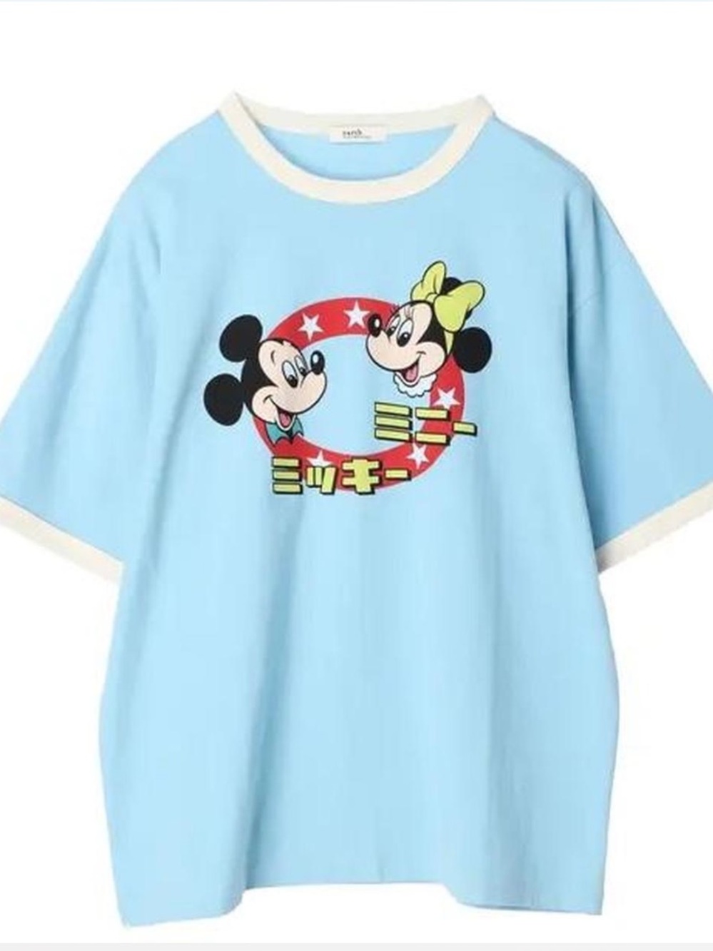 Earth Music & Ecology | Disney Mickey Minnie | Japanese Ringer Tee Blue